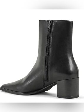 Nordstrom Women Black Leather Block Heel Side-Zip Ankle Boot Size 9